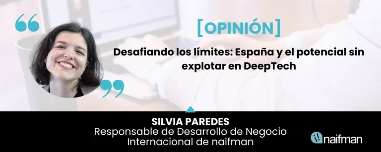 fondo claro con imagen de trabajadora y texto con opinion deep tech