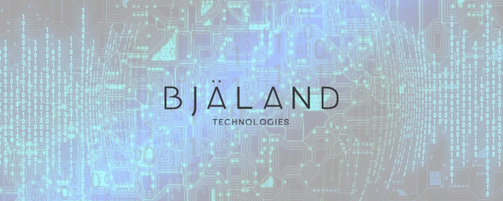 fondo azul tecnologico con logo bjaland